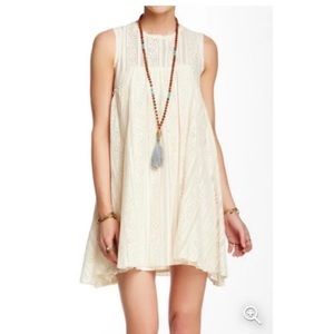 Free People Cream Lace Swing Dress
